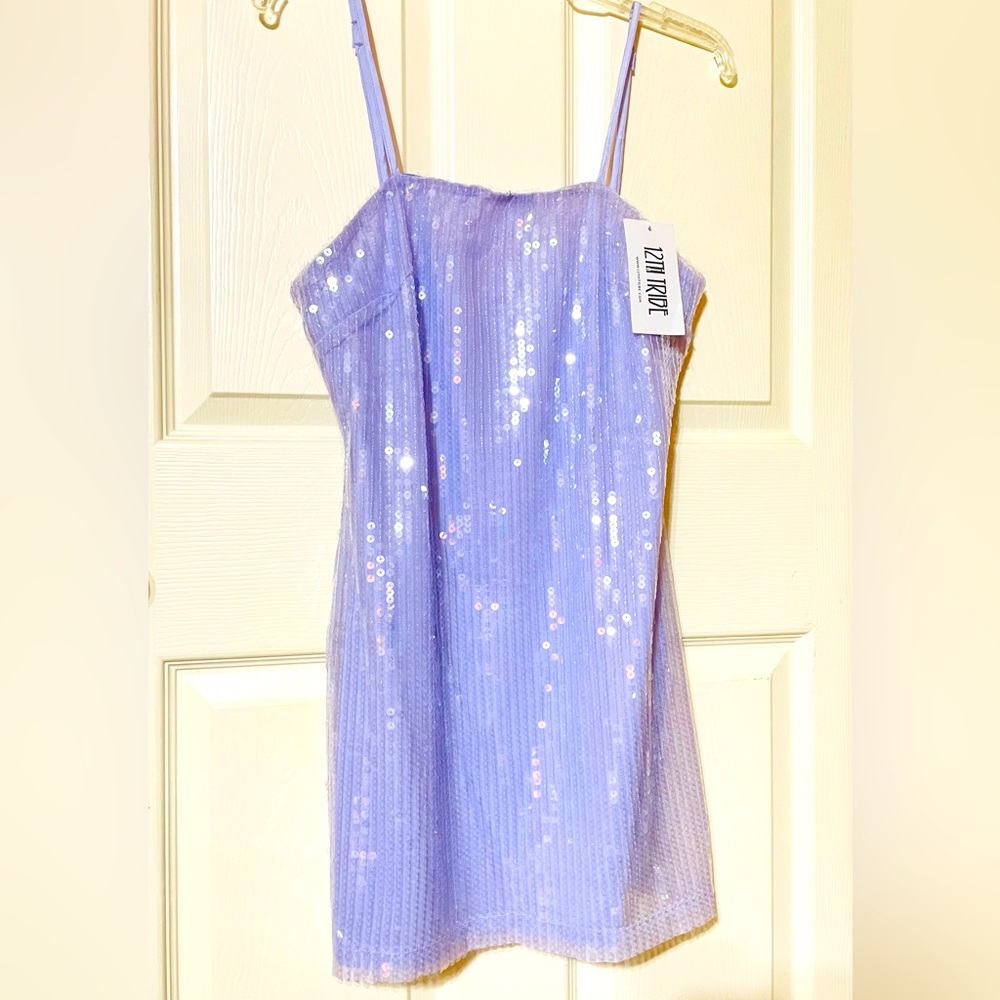 Lavender Sequins Mini Dress